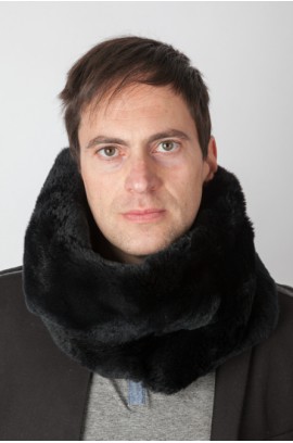 Black rex rabbit fur neck warmer